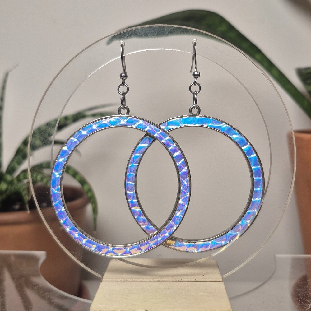 Upcycled Holographic Hoop Earrings